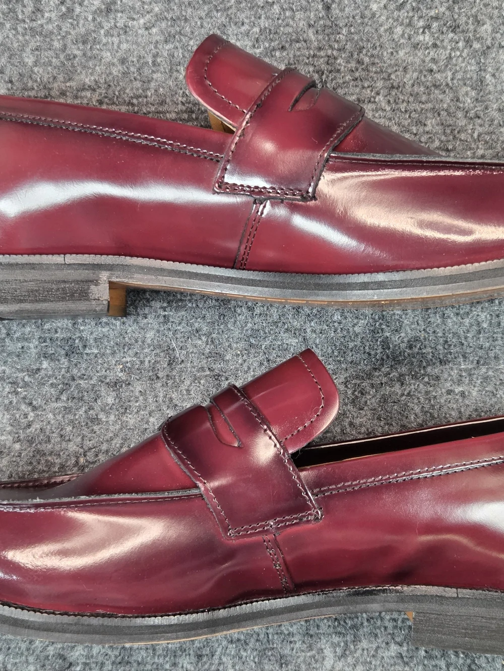 Express Men's Burgundy Leather Penny Loafers Shoes
